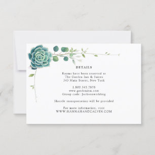 Tarjeta de detalles de Boda verde exitoso