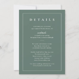 Tarjeta de detalles de boda verde salvia clásica