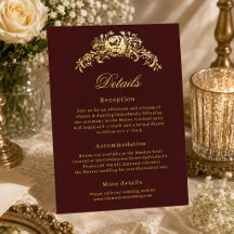 Tarjeta de Detalles de Boda Vintage Borgoña Regenc