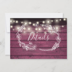 Tarjeta de Detalles de Bodas con Luces de Cuerda d