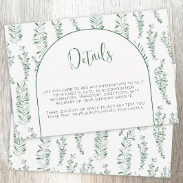 Tarjeta de detalles de bodas elegante de Eucalyptu
