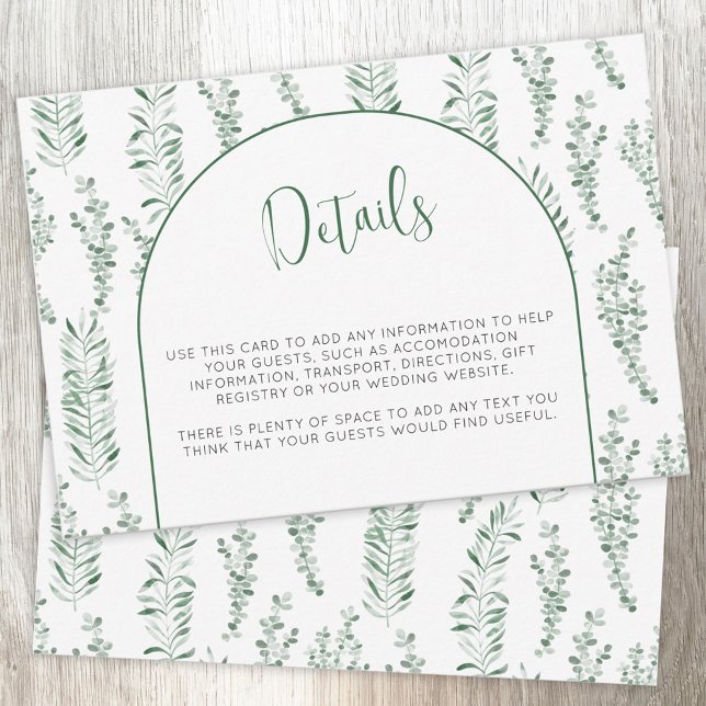 Tarjeta de detalles de bodas elegante de Eucalyptu (Subido por el creador)