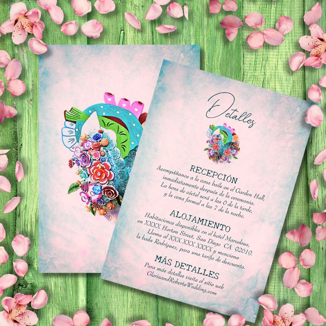 Tarjeta de detalles de Bodas mexicanos de flores e (Subido por el creador)