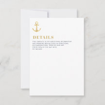 tarjeta de detalles de bodas náuticos modernos