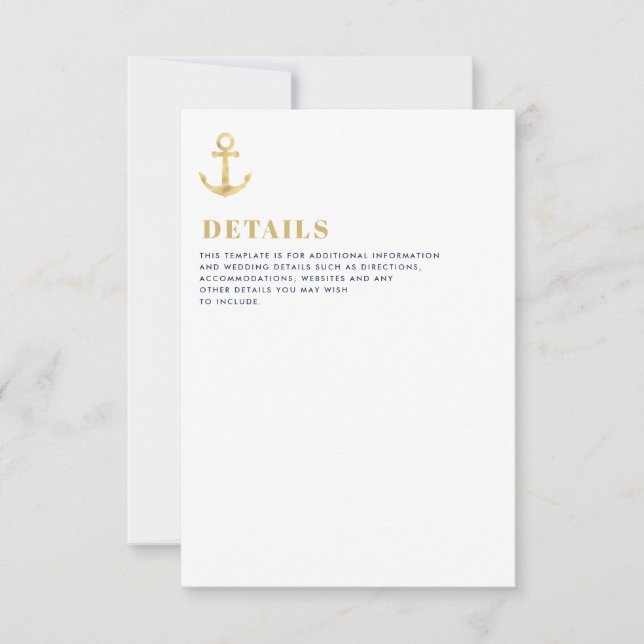 tarjeta de detalles de bodas náuticos modernos (Anverso)