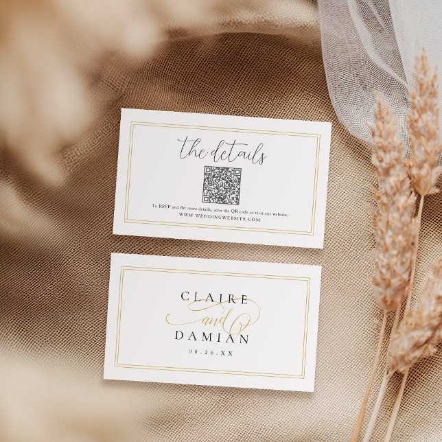 Tarjeta de detalles de código QR de script de eleg (Simple Elegance Script QR code Details Card)