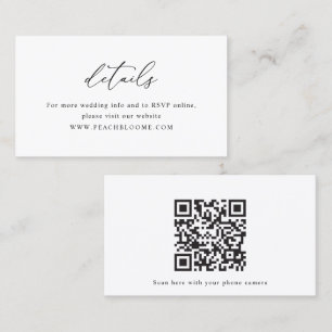 Tarjeta de detalles de código QR simple para Boda