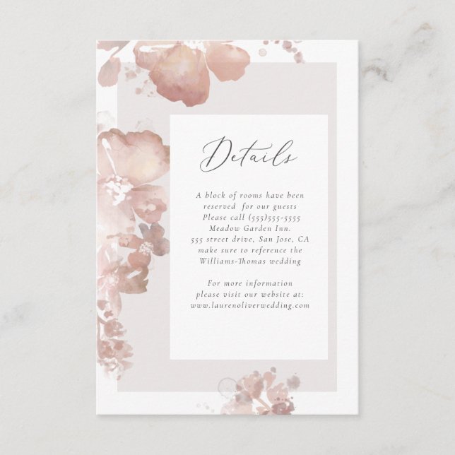 Tarjeta de detalles de color de agua Romance (Anverso)