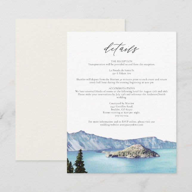 Tarjeta de detalles de destino de CRATER LAKE Nati (Anverso / Reverso)