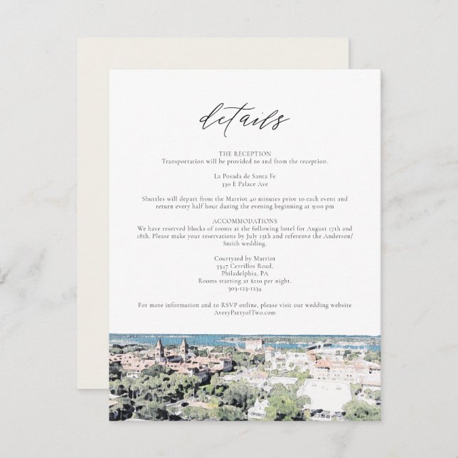 Tarjeta de detalles de destino de la línea aérea S (Anverso / Reverso)