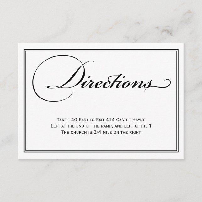 Tarjeta de detalles de direcciones de Boda blanco  (Anverso)