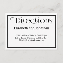 Tarjeta de detalles de direcciones de Boda blanco 