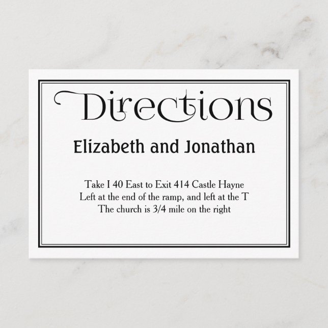 Tarjeta de detalles de direcciones de Boda blanco  (Anverso)