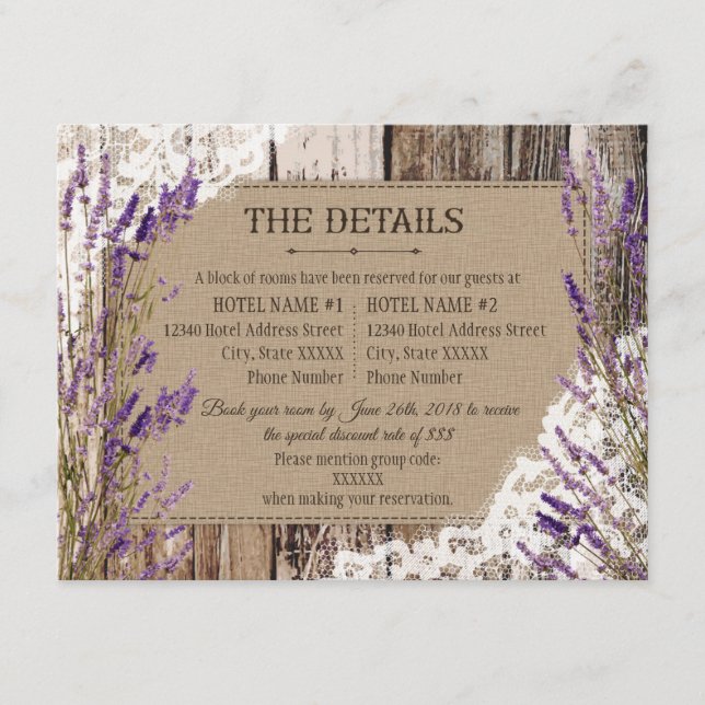 Tarjeta de detalles de encaje de madera de lavanda (Anverso)