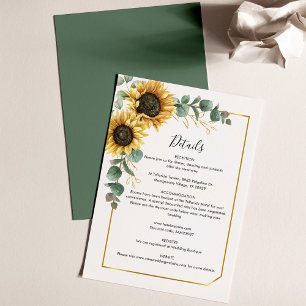 Tarjeta de detalles de Eucalyptus Sunflower Boda