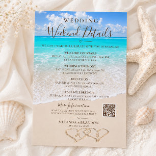 Tarjeta de detalles de fin de semana de boda en la