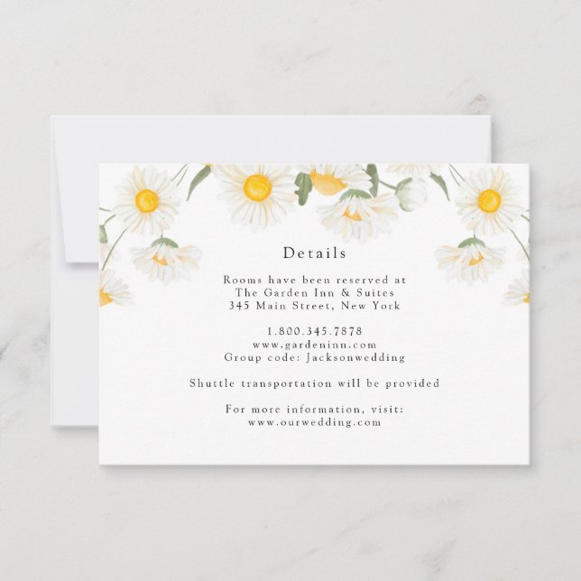 Tarjeta de detalles de flores de margarita rustica (Anverso)