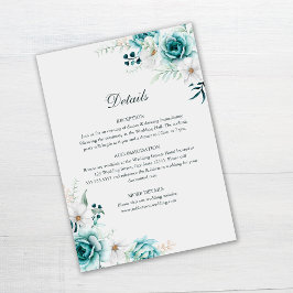 Tarjeta de detalles de flores silvestres verde azu