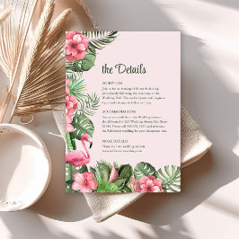 Tarjeta de detalles de flores tropicales y Bodas d