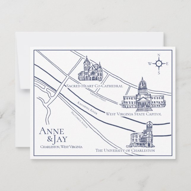 Tarjeta de detalles de gala Navy sin borde Charles (Reverso)