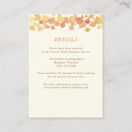 Tarjeta de detalles de hojas de otoño de acuarela