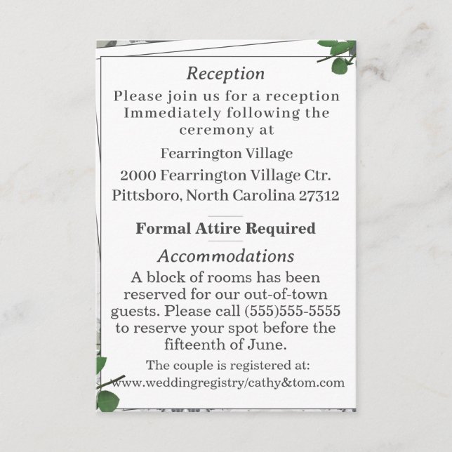 Tarjeta de detalles de hojas de Rosa y encaje blan (Anverso)