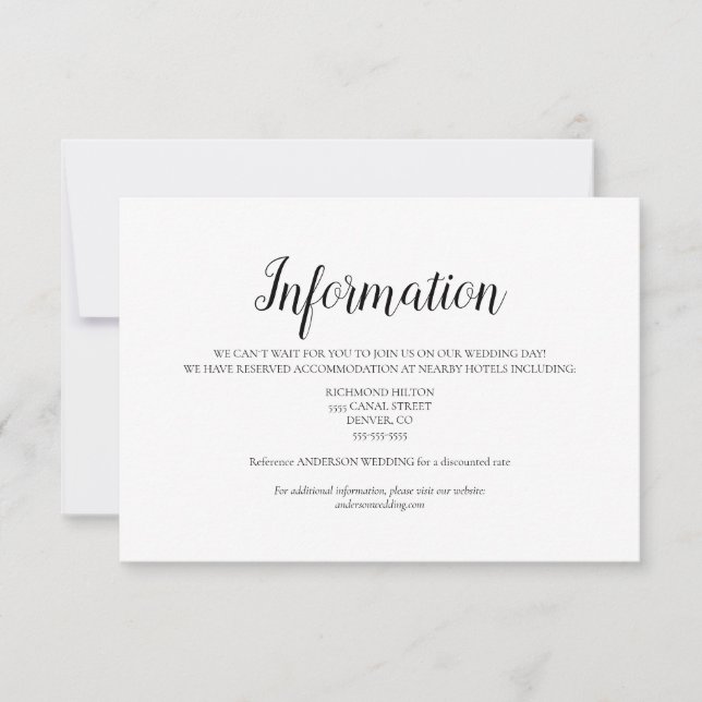 Tarjeta de detalles de información elegante minima (Anverso)