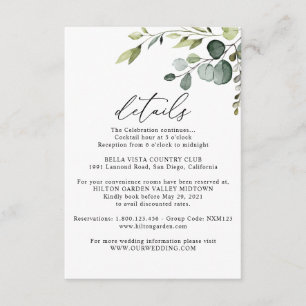 Tarjeta de detalles de información para invitados 