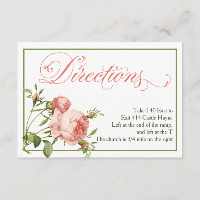 Tarjeta de detalles de instrucciones del Boda del  (Anverso)