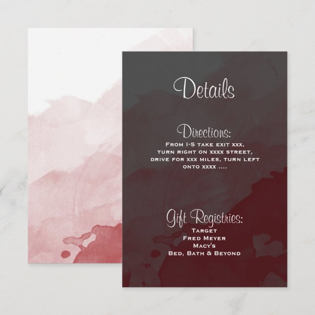 Tarjeta de detalles de invitación a matrimonio gri (Anverso / Reverso)