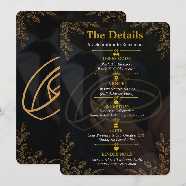Tarjeta de Detalles de Invitación de Compromiso de (Anverso / Reverso)