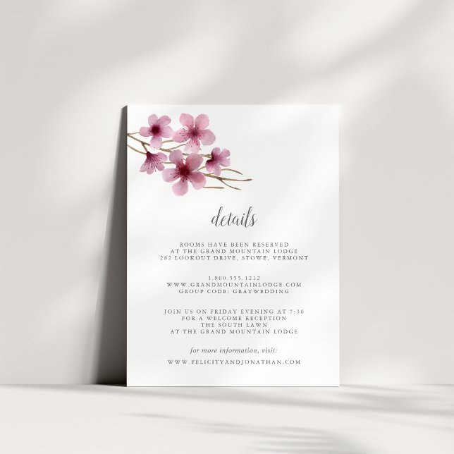 Tarjeta de detalles de invitado de flores de cerez (Subido por el creador)