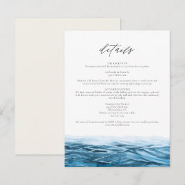 Tarjeta de detalles de la acuarela del océano azul