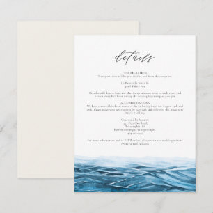Tarjeta de detalles de la acuarela del océano azul