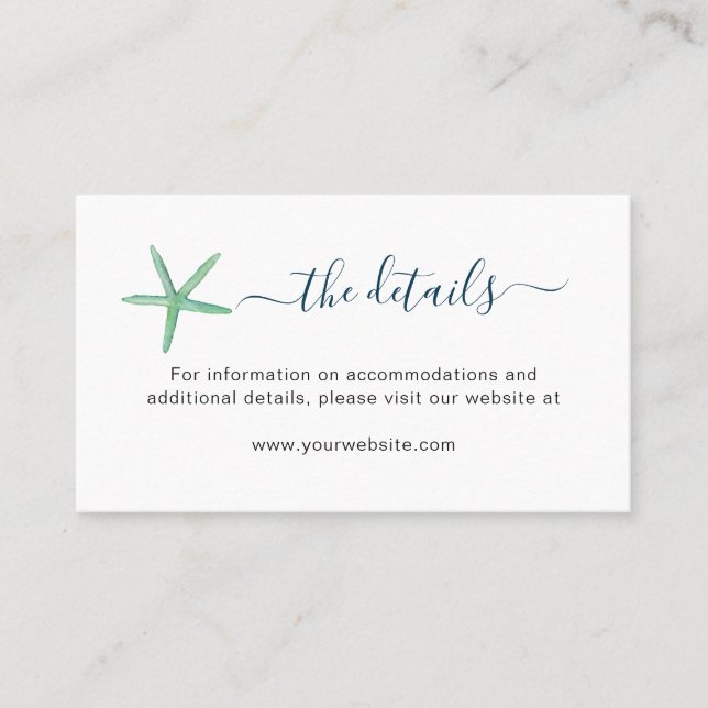 Tarjeta de detalles de la boda acuática starfish B (Anverso)