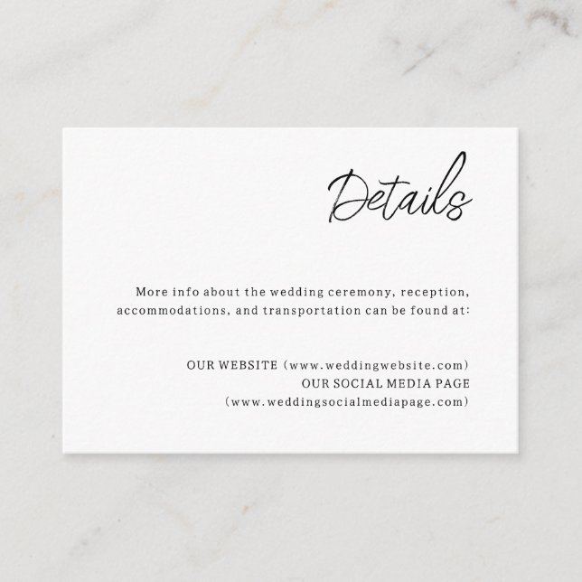 Tarjeta de detalles de la boda celestial (Anverso)