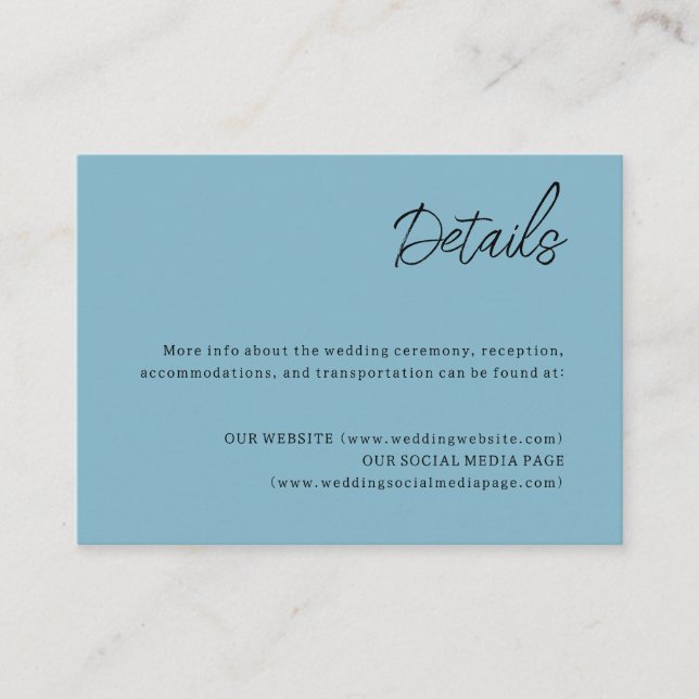 Tarjeta de detalles de la boda celestial (Anverso)