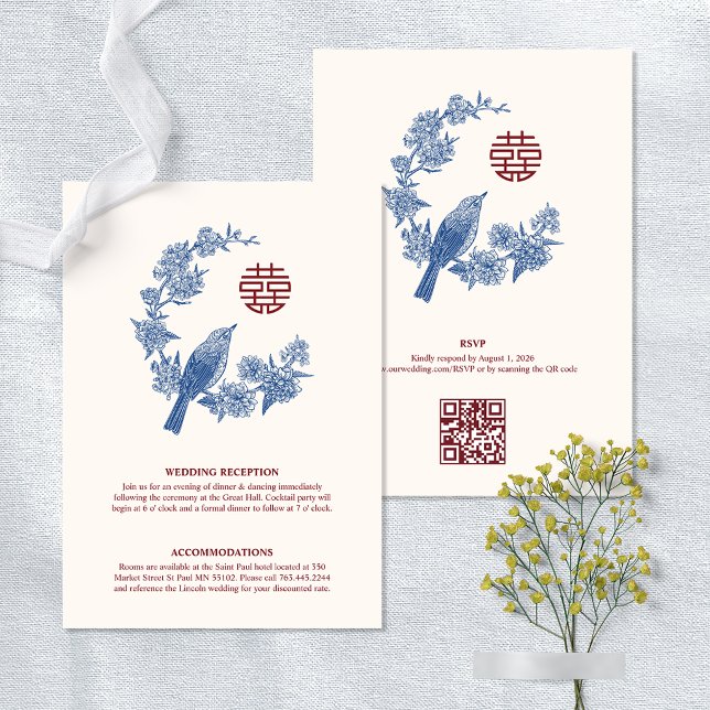Tarjeta de detalles de la boda china de Mapgie (Mapgie Chinese Wedding Details Enclosure Card)