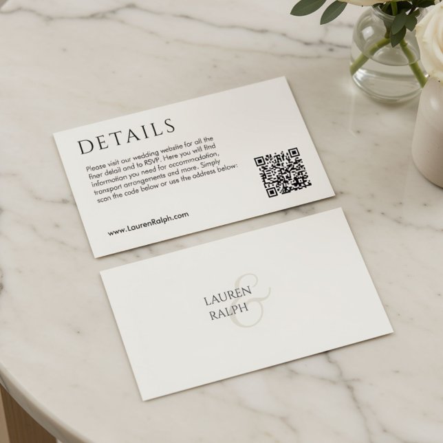 Tarjeta de detalles de la boda con código QR (Subido por el creador)