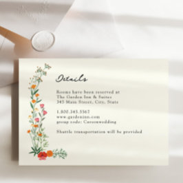 Tarjeta de detalles de la boda del Jardín Botánico