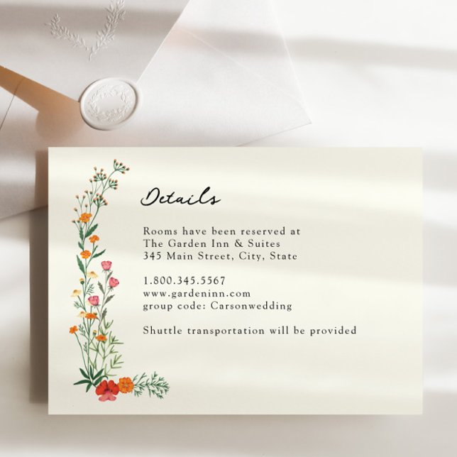 Tarjeta de detalles de la boda del Jardín Botánico (Subido por el creador)