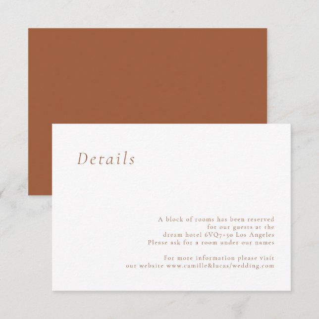 Tarjeta de detalles de la boda elegante Minimalist (Anverso / Reverso)