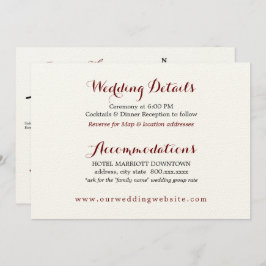 Tarjeta de detalles de la boda Mapa de la recepció