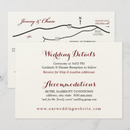 Tarjeta de detalles de la boda Mapa de recepción