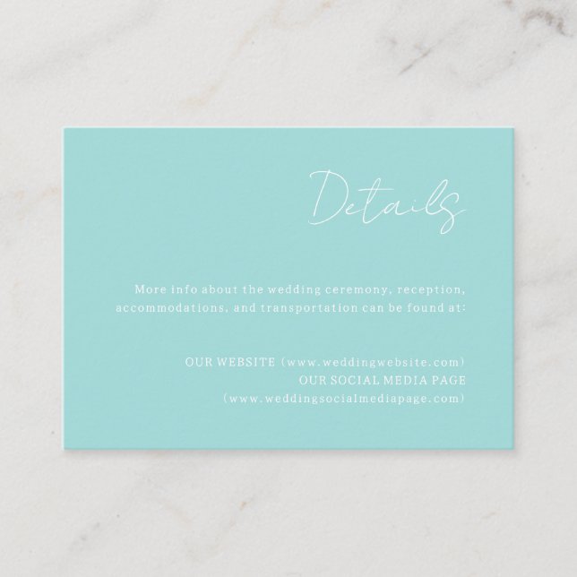 Tarjeta de detalles de la boda Ocean Blue (Anverso)