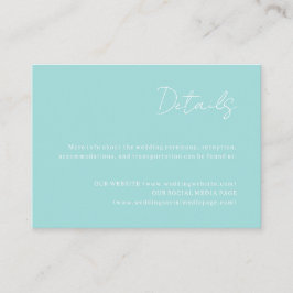 Tarjeta de detalles de la boda Ocean Blue