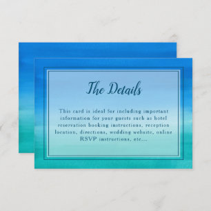 Tarjeta de detalles de la boda Ocean Blue Green Be