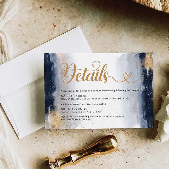 Tarjeta de detalles de la ceremonia de Boda de mar (Subido por el creador)