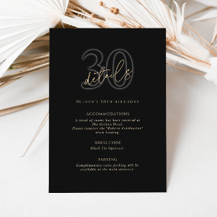 Tarjeta de Detalles de la Fiesta de Cumpleaños 30 