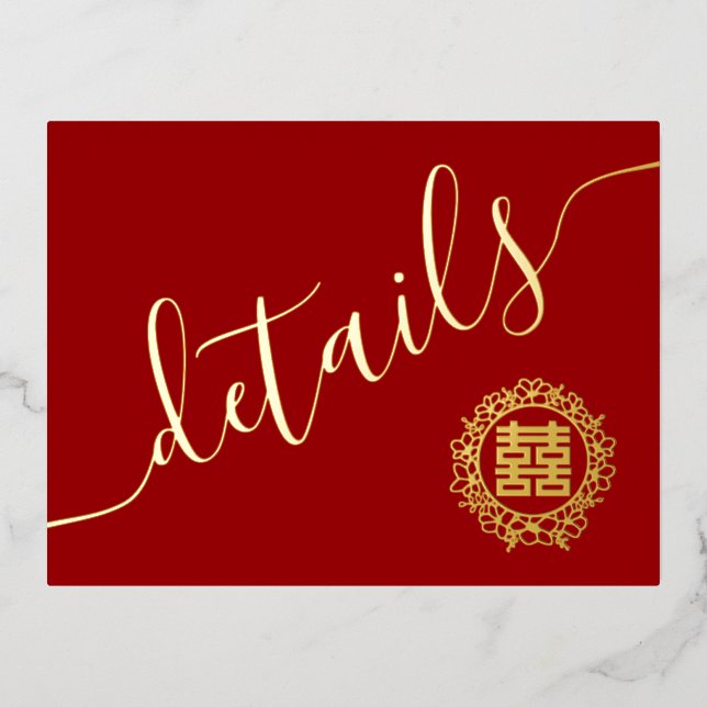 Tarjeta de detalles de la flor floral del boda chi (Anverso)